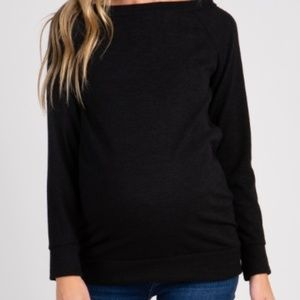 Black Maternity Off the Shoulder Sweater pinkblush